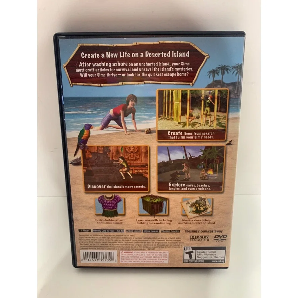 PlayStation 2 EA The Sims 2 Castaway Video Game Untested